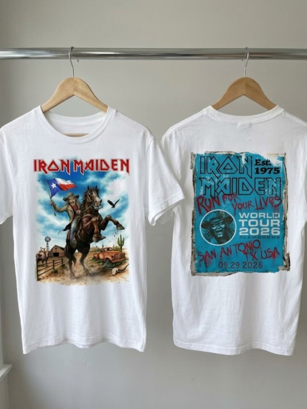Iron Maiden Run For Your Lives 2026 Tour Texas T-Shirt Reprint